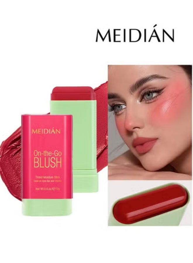 Meidián Blush Stick, Blush Cream for Cheeks Eyes Lips,Blush in Natural with Waterproof Sweat-Resistant, Tinted Solid Stick with Long Lasting, Nude Makeup Multi-Use Color Stick Creamy Blush, Hot Red - Image 1